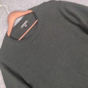 Banana Republic Mens M Dark Forest Green‎ Crew Neck Knit Sweater Long Sleeve
